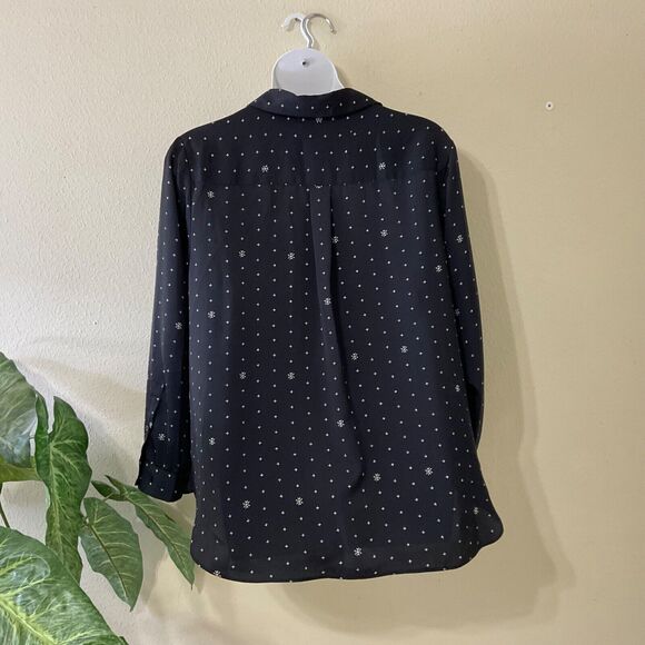 Ava & Viv career blouse plus size 3X black w star print long sleeve button up - Picture 3 of 12